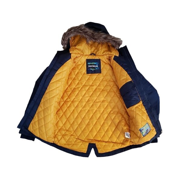NEW Westbound Winter Parka Jacket Fur Hood Navy Blue Toggle Buttons - Picture 3 of 7